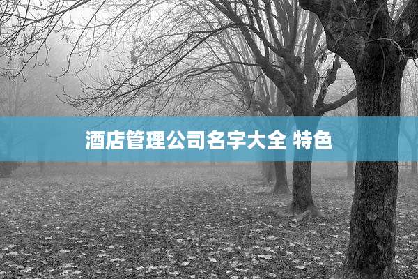 酒店管理公司名字大全 特色
