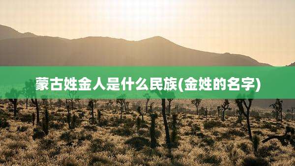 蒙古姓金人是什么民族(金姓的名字)