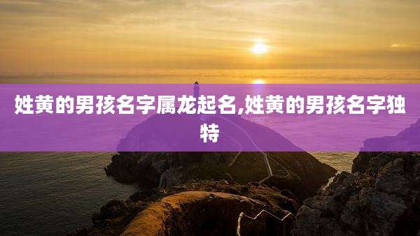 姓黄的男孩名字属龙起名,姓黄的男孩名字独特