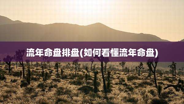 流年命盘排盘(如何看懂流年命盘)