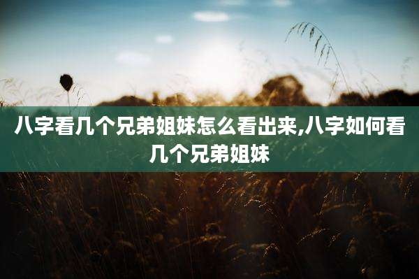 八字看几个兄弟姐妹怎么看出来,八字如何看几个兄弟姐妹