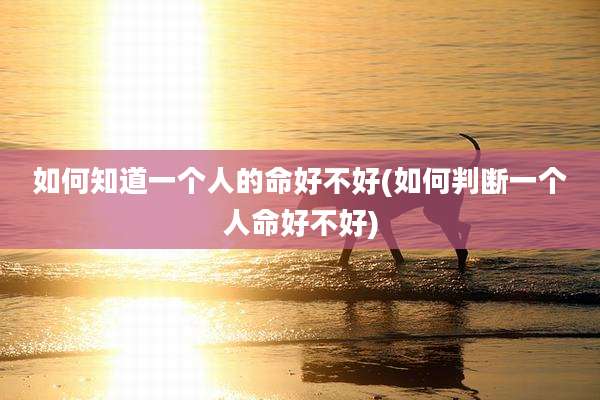 如何知道一个人的命好不好(如何判断一个人命好不好)