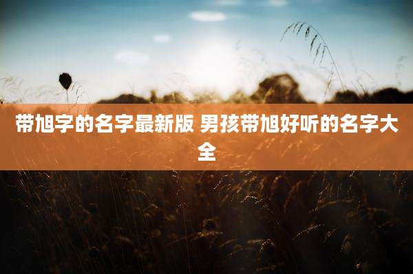 带旭字的名字最新版 男孩带旭好听的名字大全