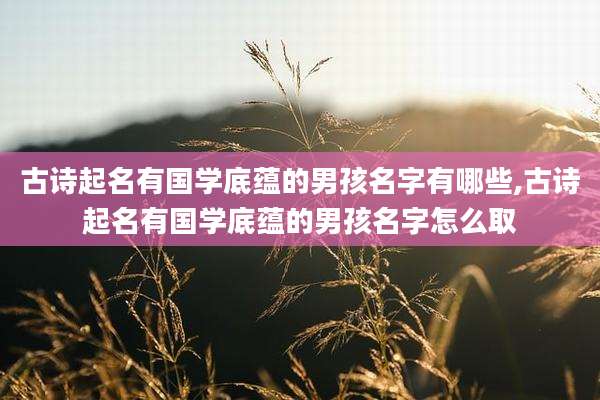 古诗起名有国学底蕴的男孩名字有哪些,古诗起名有国学底蕴的男孩名字怎么取