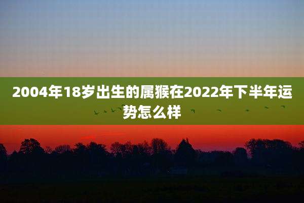 2004年18岁出生的属猴在2022年下半年运势怎么样