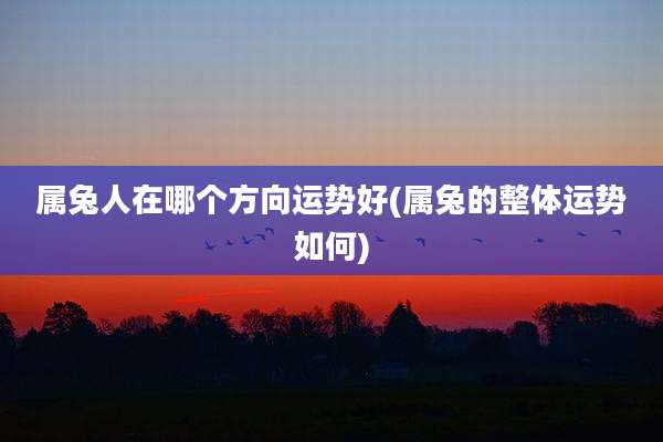 属兔人在哪个方向运势好(属兔的整体运势如何)