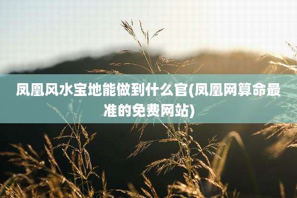 凤凰风水宝地能做到什么官(凤凰网算命最准的免费网站)