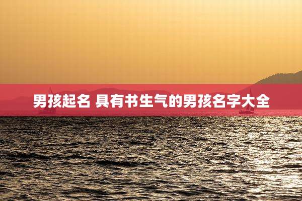 男孩起名 具有书生气的男孩名字大全
