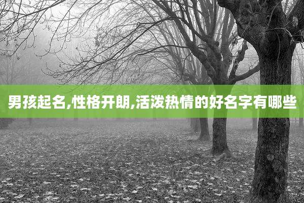 男孩起名,性格开朗,活泼热情的好名字有哪些