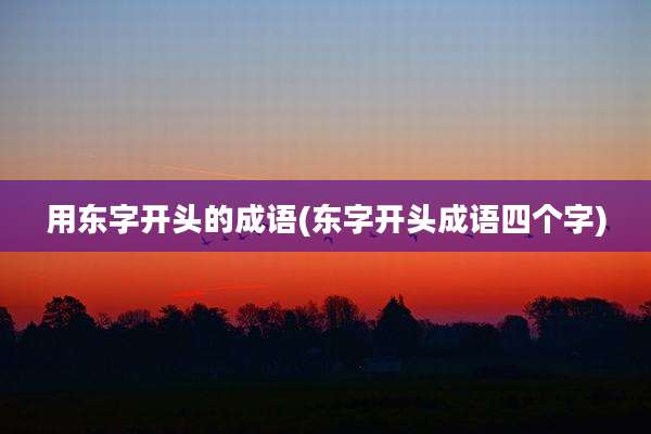 用东字开头的成语(东字开头成语四个字)