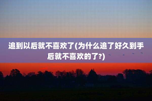 追到以后就不喜欢了(为什么追了好久到手后就不喜欢的了?)