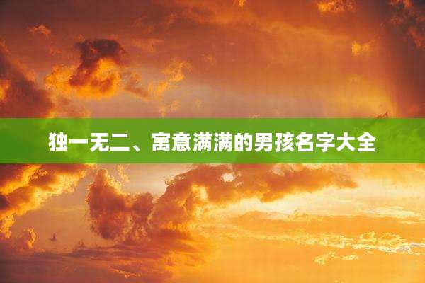 独一无二、寓意满满的男孩名字大全