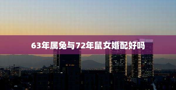 63年属兔与72年鼠女婚配好吗