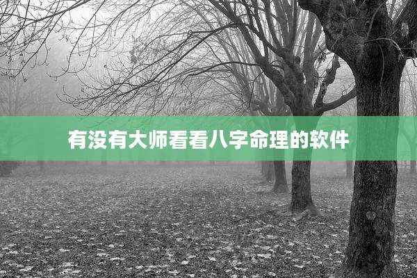 有没有大师看看八字命理的软件