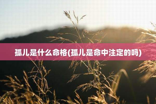 孤儿是什么命格(孤儿是命中注定的吗)