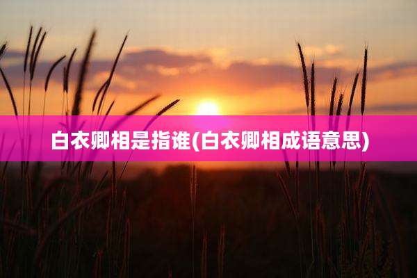白衣卿相是指谁(白衣卿相成语意思)