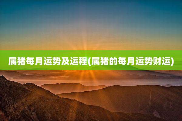属猪每月运势及运程(属猪的每月运势财运)