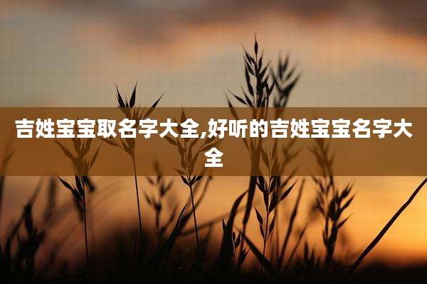 吉姓宝宝取名字大全,好听的吉姓宝宝名字大全