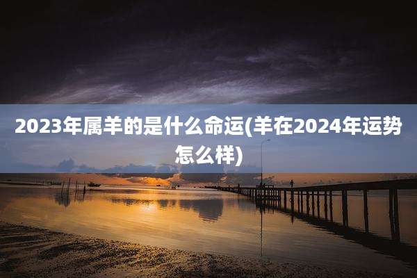 2023年属羊的是什么命运(羊在2024年运势怎么样)
