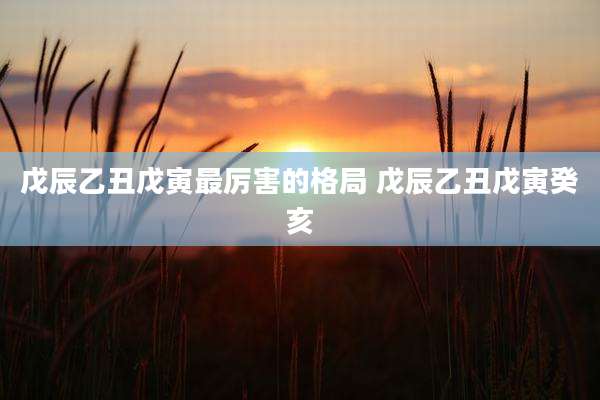 戊辰乙丑戊寅最厉害的格局 戊辰乙丑戊寅癸亥