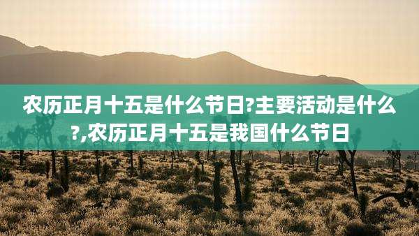 农历正月十五是什么节日?主要活动是什么?,农历正月十五是我国什么节日
