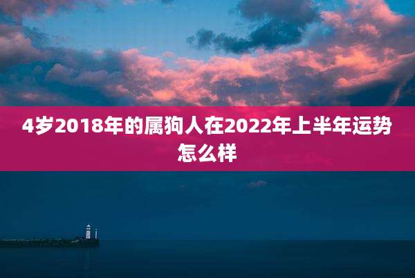 4岁2018年的属狗人在2022年上半年运势怎么样