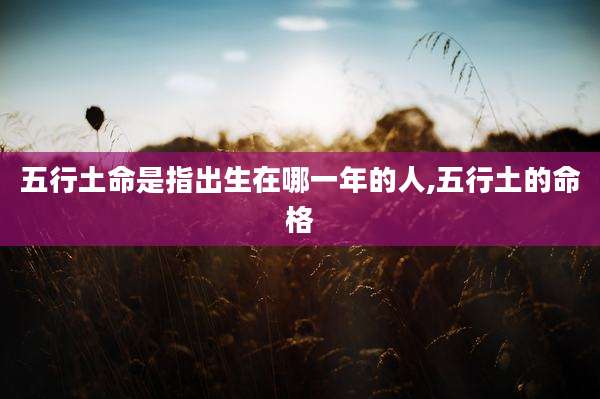五行土命是指出生在哪一年的人,五行土的命格