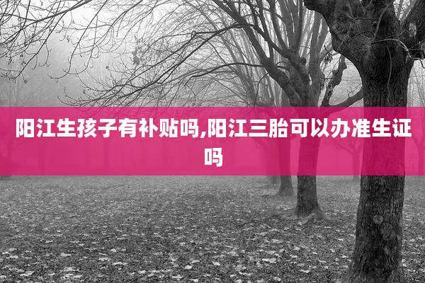 阳江生孩子有补贴吗,阳江三胎可以办准生证吗