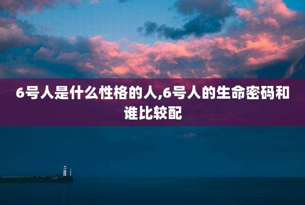 6号人是什么性格的人,6号人的生命密码和谁比较配