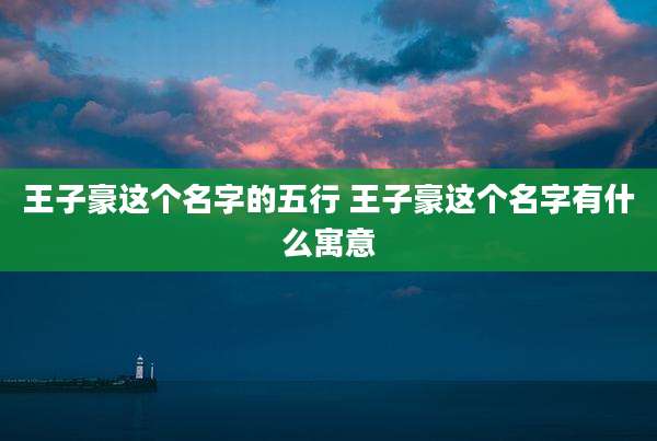 王子豪这个名字的五行 王子豪这个名字有什么寓意