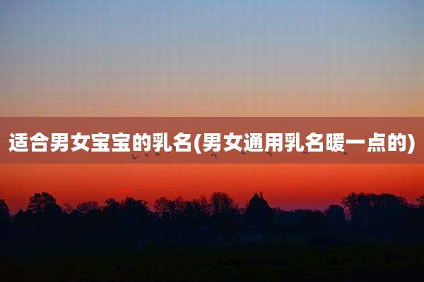 适合男女宝宝的乳名(男女通用乳名暖一点的)