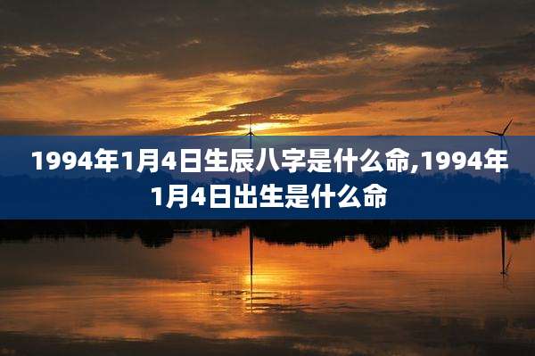 1994年1月4日生辰八字是什么命,1994年1月4日出生是什么命