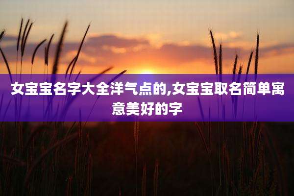女宝宝名字大全洋气点的,女宝宝取名简单寓意美好的字