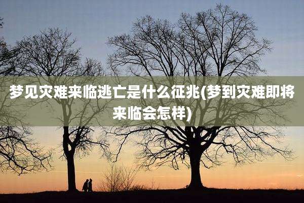 梦见灾难来临逃亡是什么征兆(梦到灾难即将来临会怎样)
