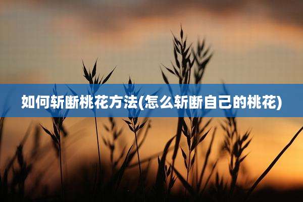 如何斩断桃花方法(怎么斩断自己的桃花)