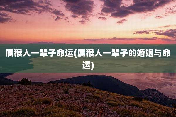 属猴人一辈子命运(属猴人一辈子的婚姻与命运)