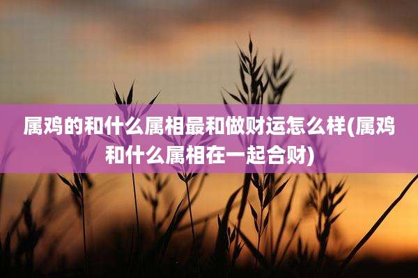 属鸡的和什么属相最和做财运怎么样(属鸡和什么属相在一起合财)