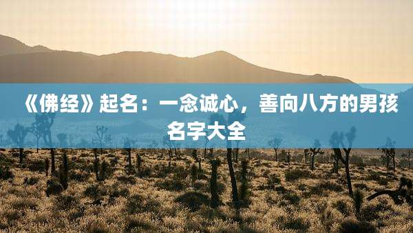 《佛经》起名:一念诚心,善向八方的男孩名字大全