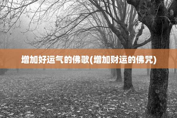 增加好运气的佛歌(增加财运的佛咒)