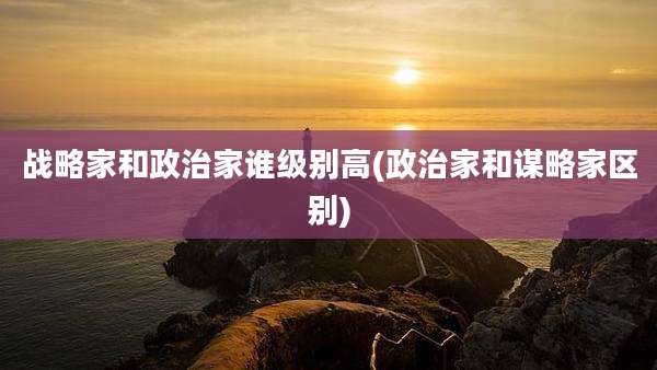 战略家和政治家谁级别高(政治家和谋略家区别)