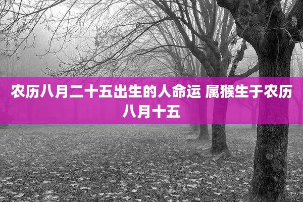 农历八月二十五出生的人命运 属猴生于农历八月十五