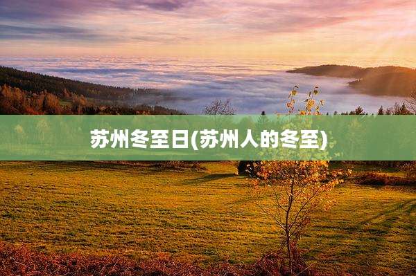 苏州冬至日(苏州人的冬至)