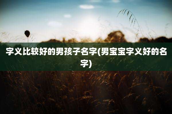 字义比较好的男孩子名字(男宝宝字义好的名字)