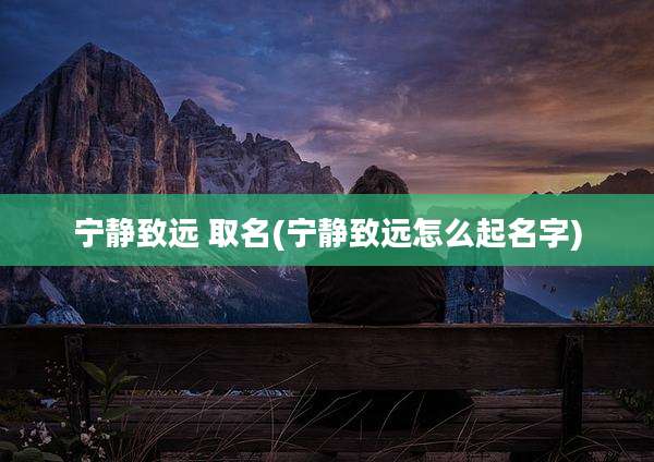 宁静致远 取名(宁静致远怎么起名字)