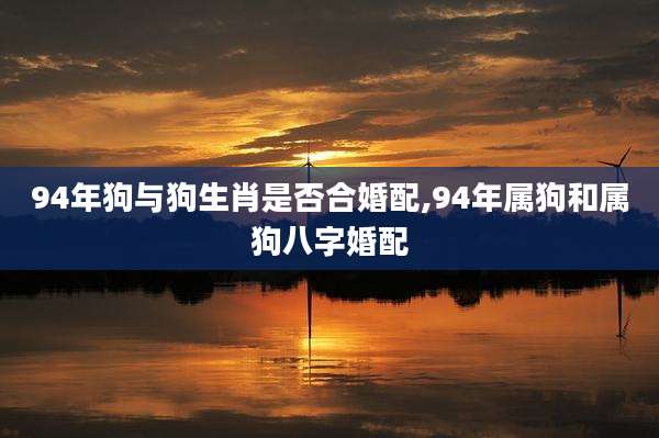 94年狗与狗生肖是否合婚配,94年属狗和属狗八字婚配
