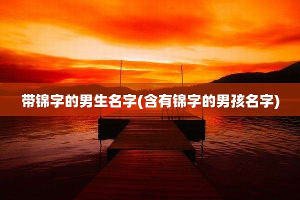 带锦字的男生名字(含有锦字的男孩名字)