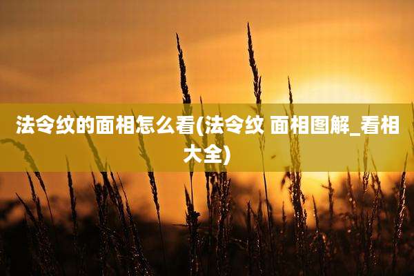 法令纹的面相怎么看(法令纹 面相图解_看相大全)