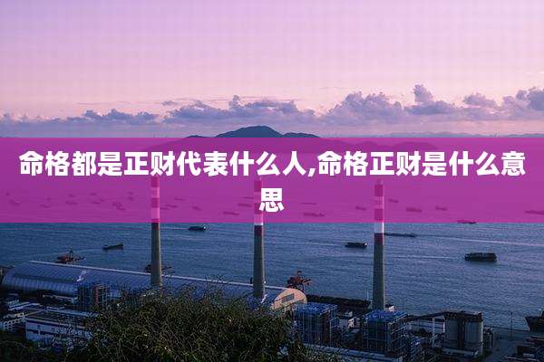 命格都是正财代表什么人,命格正财是什么意思