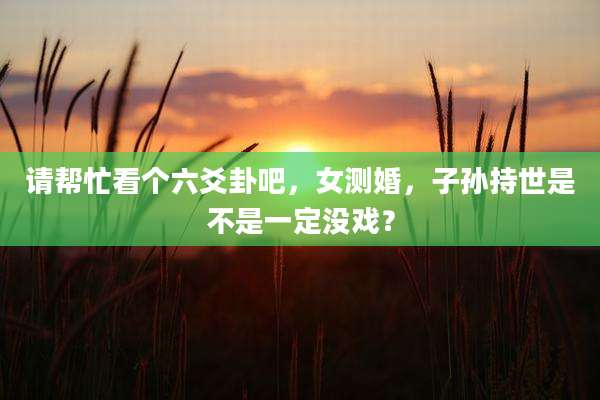 请帮忙看个六爻卦吧,女测婚,子孙持世是不是一定没戏?