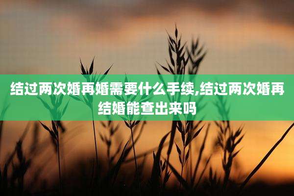 结过两次婚再婚需要什么手续,结过两次婚再结婚能查出来吗